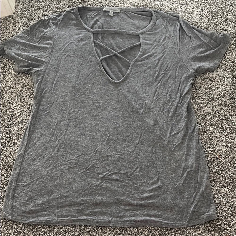 Criss-Crossed V-Neck Tee